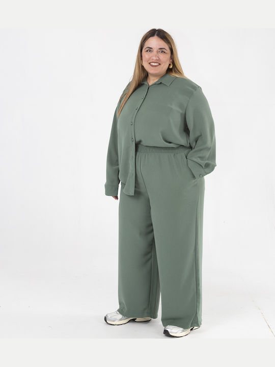Damen Grünes Set mit Gummiband-Hose