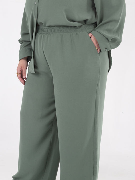Damen Grünes Set mit Gummiband-Hose