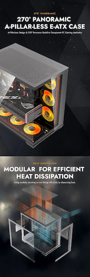 Darkflash C280 Gaming Mini Tower Κουτί Υπολογιστή με Πλαϊνό Παράθυρο και ARGB Φωτισμό Μαύρο +7 Fans