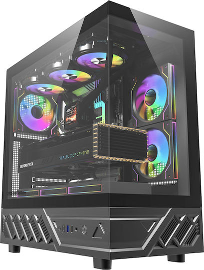 Darkflash DS950 Gaming Mini Tower Κουτί Υπολογιστή με Πλαϊνό Παράθυρο και ARGB Φωτισμό Μαύρο