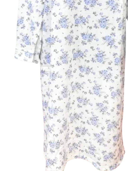 Nina Club Winter Cotton Women's Nightgown Ecru-Raf