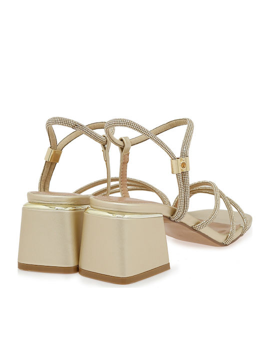 Sandals with Strass Gold W4700319394Z-L.GOLD STRASS WITH M2645-04 Metallic