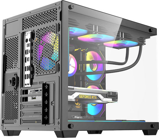 Darkflash B275 Pro Gaming Mini Tower Κουτί Υπολογιστή με Πλαϊνό Παράθυρο και ARGB Φωτισμό Μαύρο