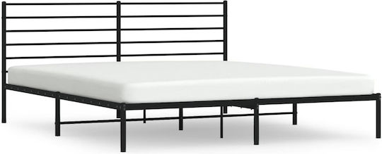 Легло Кингсайз Метално Черен с Ламели за Матрак 180x200см