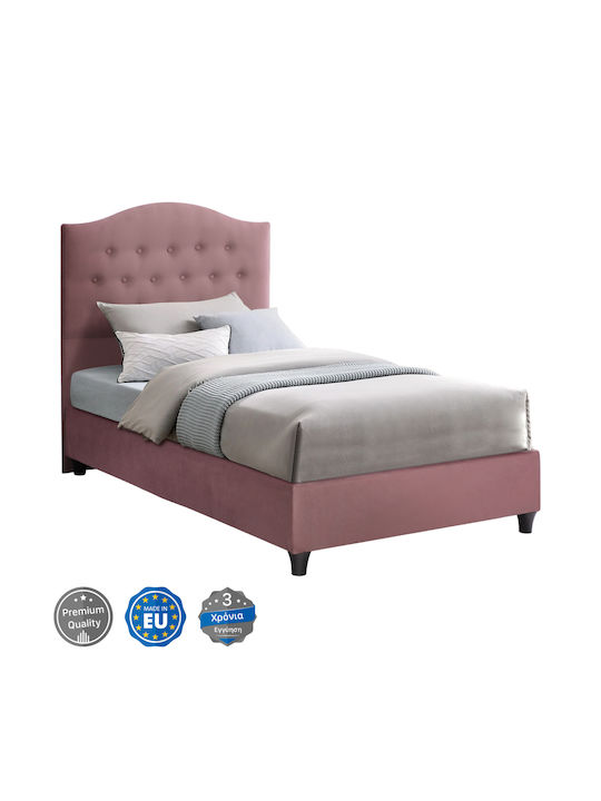 Malena Pat Single Tapitat Cu Catifea Măr Stricat Pentru Saltea 90x200cm