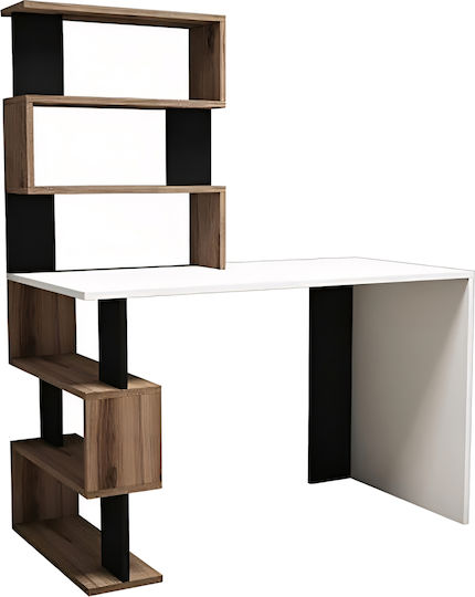 Γραφείο Aigina 120x60x148εκ. Λευκό/καρυδιά/μαύρο