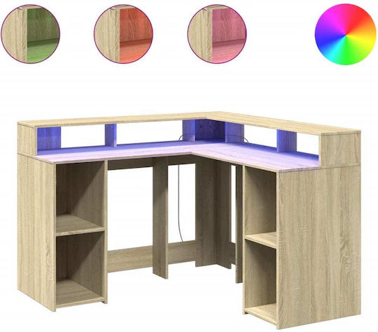 Γωνιακό Γραφείο με LED & USB θύρες 130x130x91εκ. Γωνιακό Γραφείο με LED & USB θύρες 130x130x91εκ.