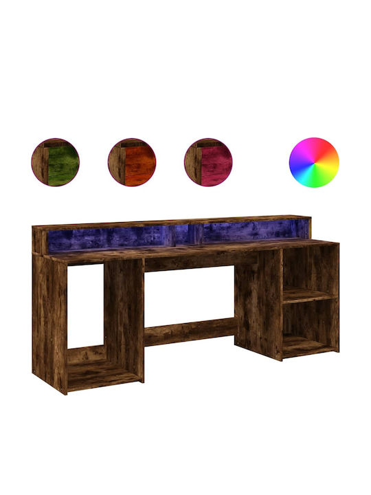 Birou Led Vidaxl Colțar Cercei Deschis 200x55x91cm Material Lemn Agregat 1 Buc Maro