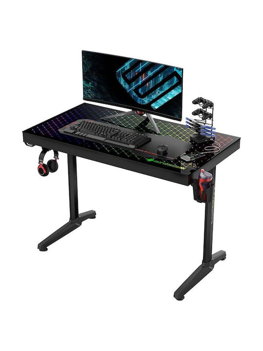 Γραφείο Gaming Ξύλινο Μαύρο με Μεταλλικά Πόδια 78.5x60x110εκ.