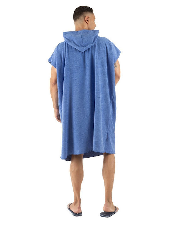 Microfiber Adult Swimming Bathrobe Poncho 152-106b Blue Seac