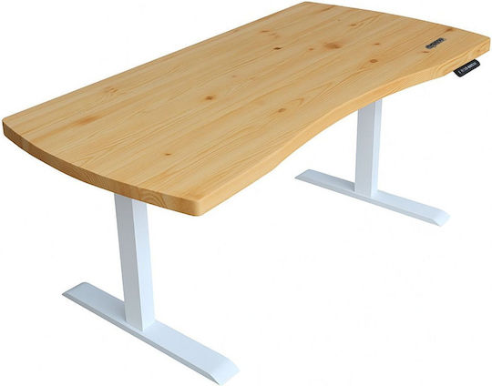 Elektrisch Schreibtisch aus Massivholz White, Pine mit Metallbeinen & verstellbarer Höhe 120x60cm