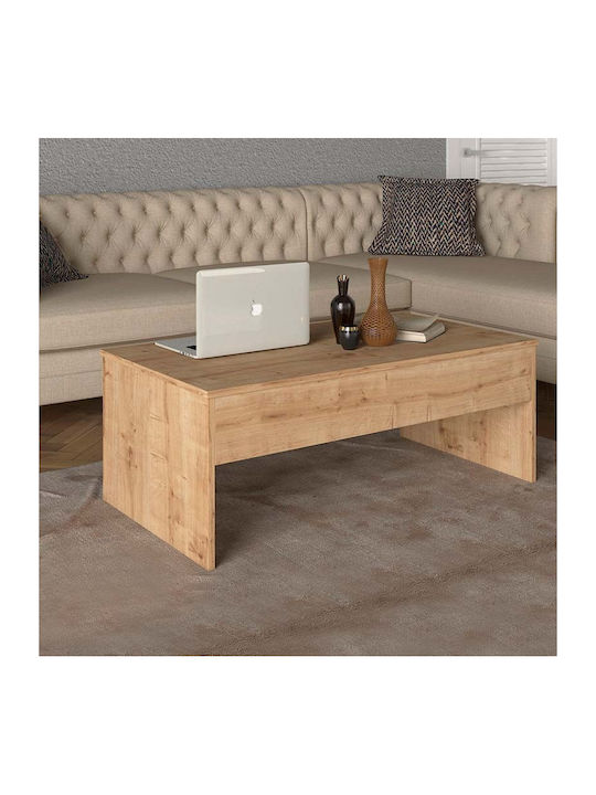 Rectangular Central Coffee Table Devon Wooden with Lifting Mechanism Brown M110xP60xH44.8cm