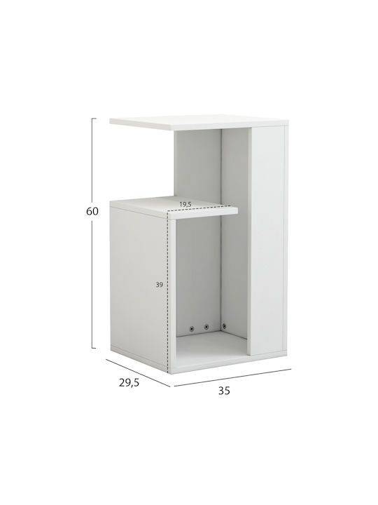 Rectangular Side Table Dawn Wooden White W35xL29.5xH60cm