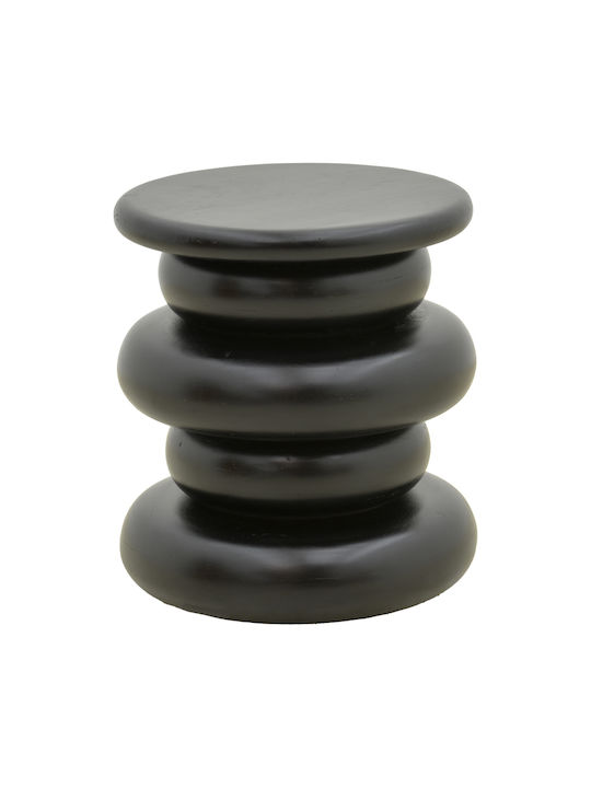 Round Side Coffee Table Circena Made of Solid Black Wood W40xL40xH45cm