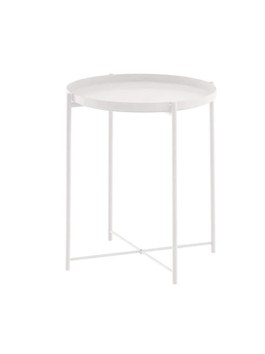 Round White Metal Side Coffee Table W41xL41xH50cm