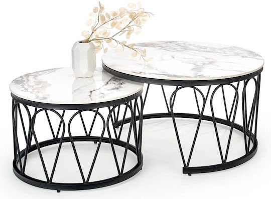 Set Of White Vitro Zigon Coffee Tables