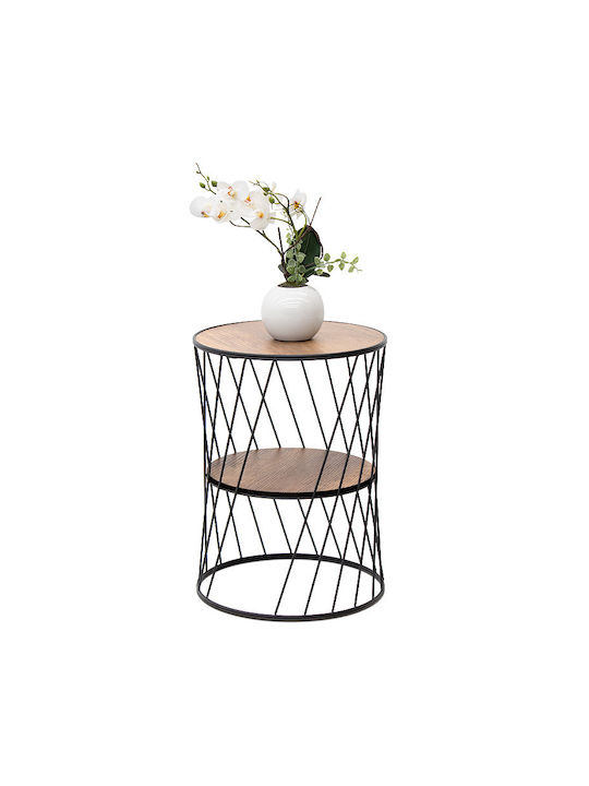 Round Side Table Jaspin Wooden Black / Walnut 32x32x44cm