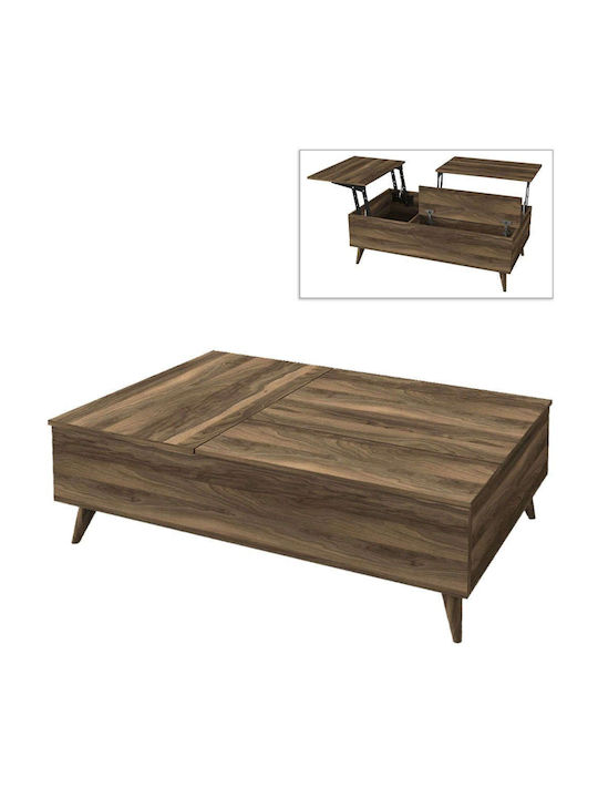 Rectangular Central Coffee Table Roy Wooden with Lifting Mechanism Brown W121xL69xH40cm