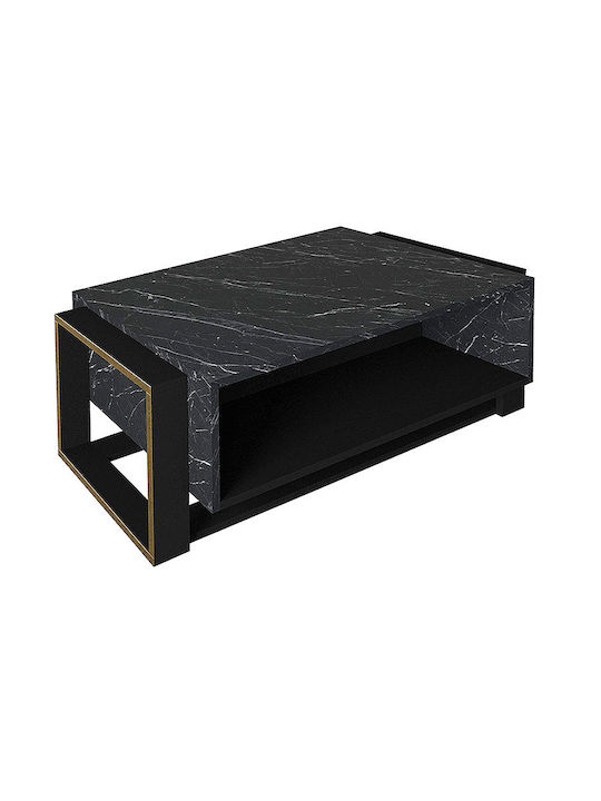 Rectangular Central Coffee Table Serina Wooden Black Marble Effect W107xL60xH40cm
