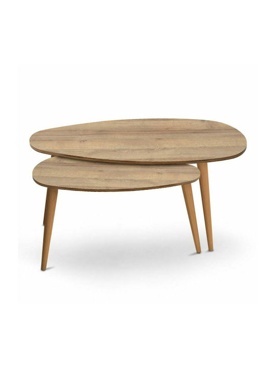 Elips Kaffeetisch Zentral Holzbeige 2Stücke M116xL46xH46cm Megapap