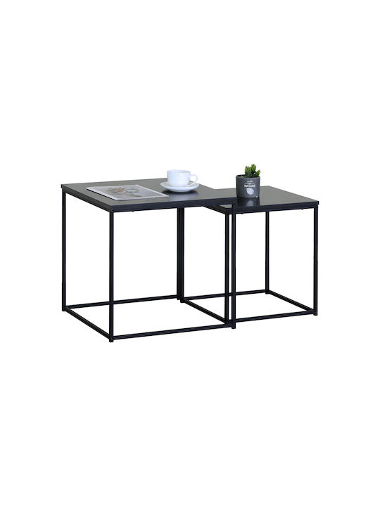 Quadratisches Zigon Set Pigasus-4050 Holz Marmor Schwarz 2 Stück M40xB40xH50cm