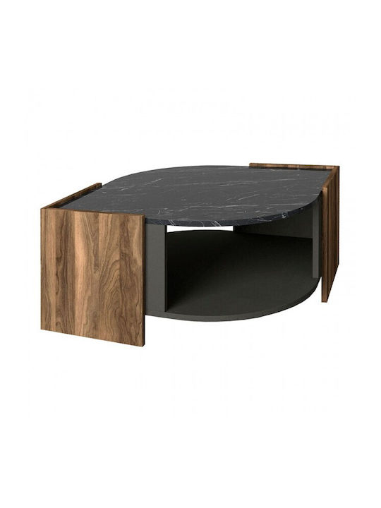 Măsuță Centrală Ovală Marbel din Lemn Maro 75x75x40cm