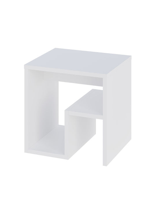 Rectangular Side Coffee Table Bon Wooden White W40xL35xH40cm