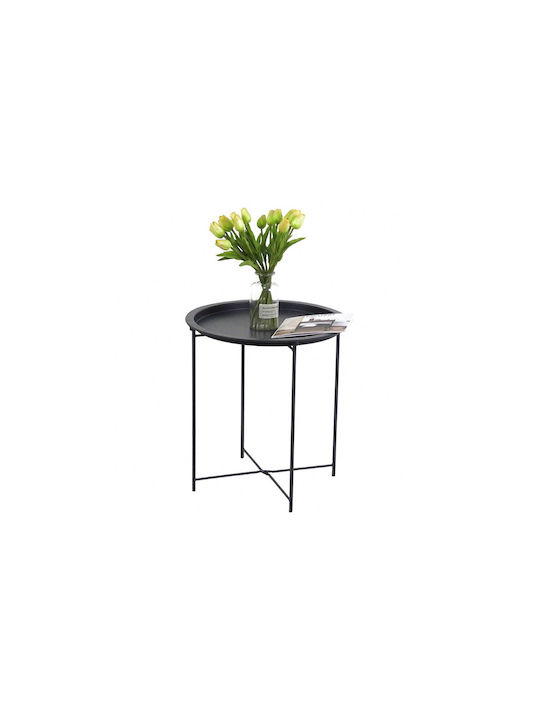 Auxiliary Table for Small Outdoor Spaces Polypropylene with Metal Frame Ranter Black 47x47x51cm