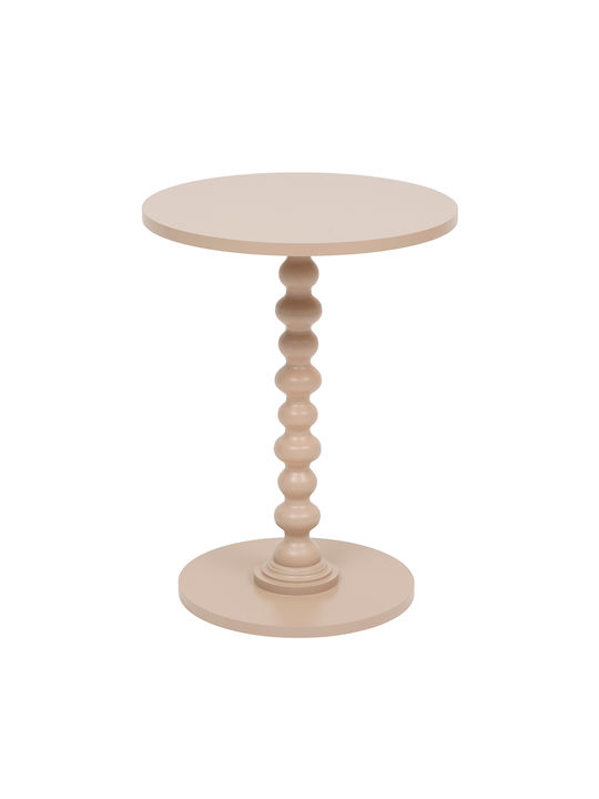 Round Side Wooden Coffee Table Beige W38xL50xH50cm