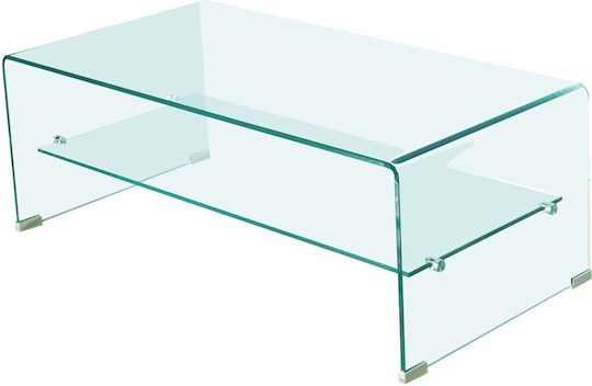 Masa De Cafea Centrală Rectangulară Crystal Shelf Din Sticlă L100xL50xÎ43cm