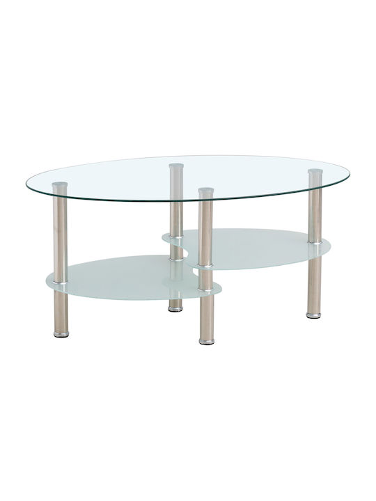 Oval Central Coffee Table Undasta Glass Transparent W90xD55xH43cm