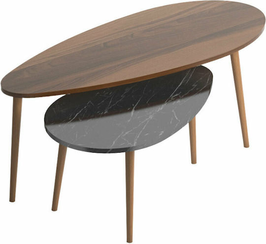Oval Central Coffee Table Monty Wooden Beige W116xL46xH46cm