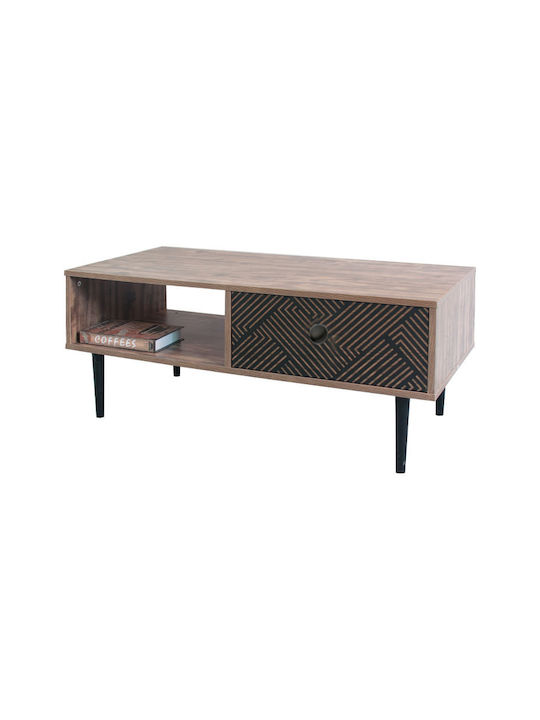 Rectangular Central Coffee Table Home Wooden Black W100xL50xH42.5cm