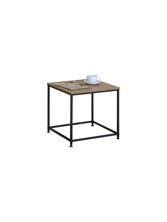 Square Side Coffee Table Kivos Metal Sonoma Black W45xL45xH45cm