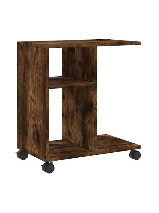 vidaXL Beistelltisch Rechteckig Holz mit Rädern Rauchfichte M50xT30xH55cm