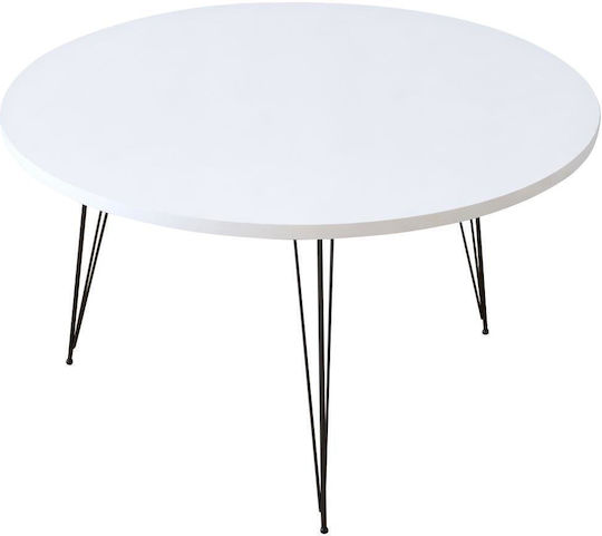Masa De Cafea Rotundă Centrală Tayo Din Lemn Alb L70xL70xÎ40cm