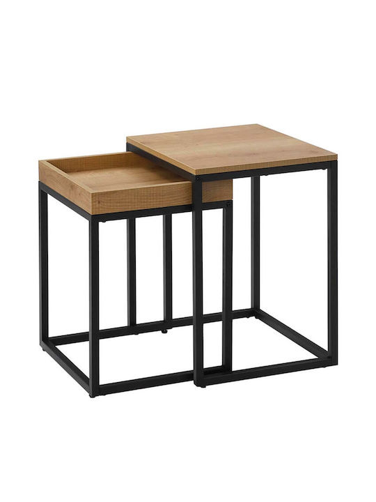 Rechteckiger Zigon Set Holz Beige 2Stücke M45xL55xH40cm