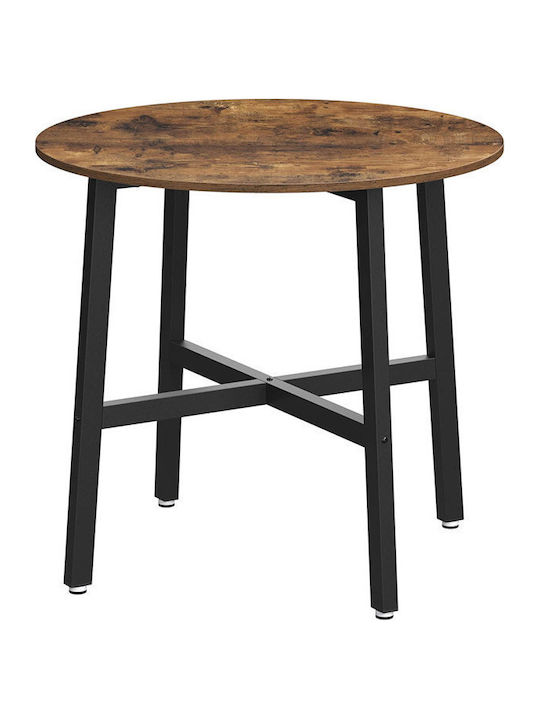 Round Central Wooden Brown Coffee Table W80xL80xH75cm