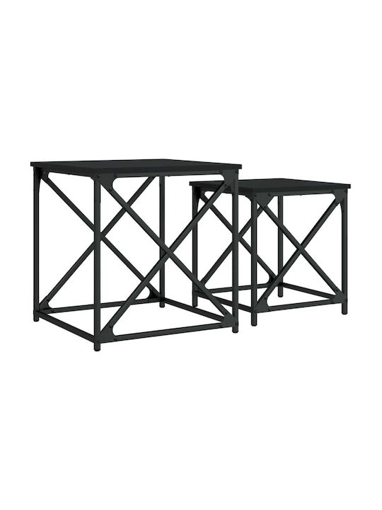 Set Zigon Pătrat Din Lemn Negru 2 Buc M50xL50xÎ52,5cm