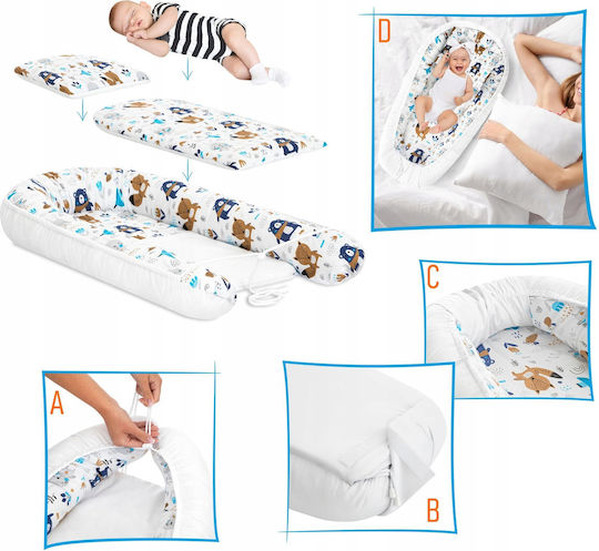 Les Deglingos Baby- und Kinderkissen Nest Bear And Fox Weiß