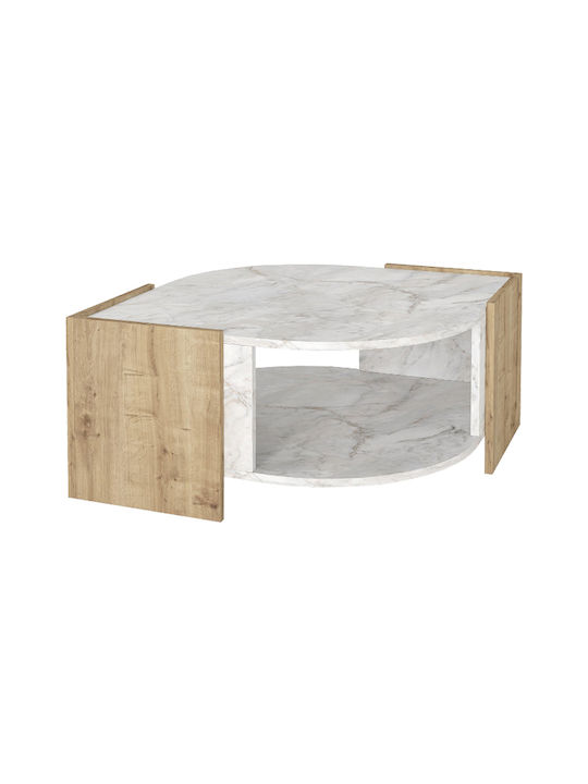 Στρογγυλό Κεντρικό Τραπεζάκι Marbel Ξύλινο Sapphire Oak Μ75xΠ75xΥ40εκ.