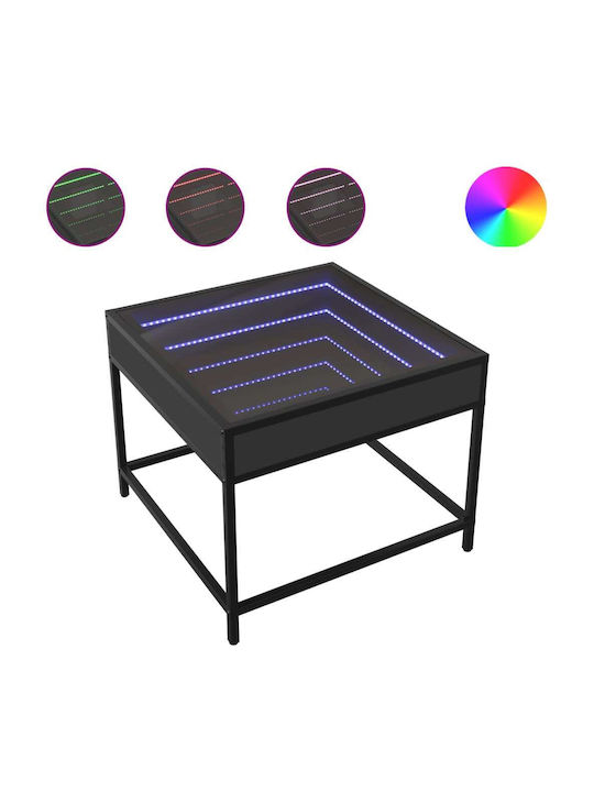 Square Side Table Glass Black 50x50x41 cm