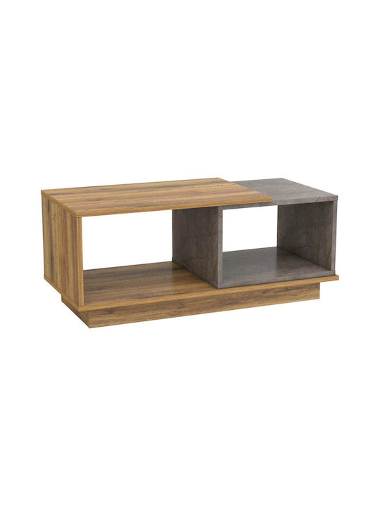 Zentrales Kaffeetisch Aus Holz Natürliche & Grau Marmor M100xL45xH42cm
