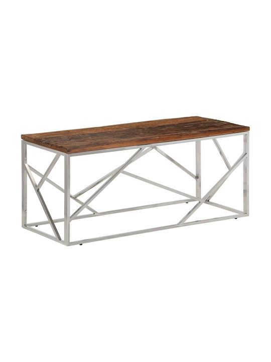 Rectangular Central Coffee Table Made of Solid Wood Silver M110xW45xH45cm