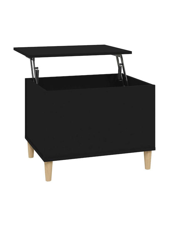 Rectangular Central Wooden Coffee Table with Lifting Mechanism Black 60x44.5x45 cm