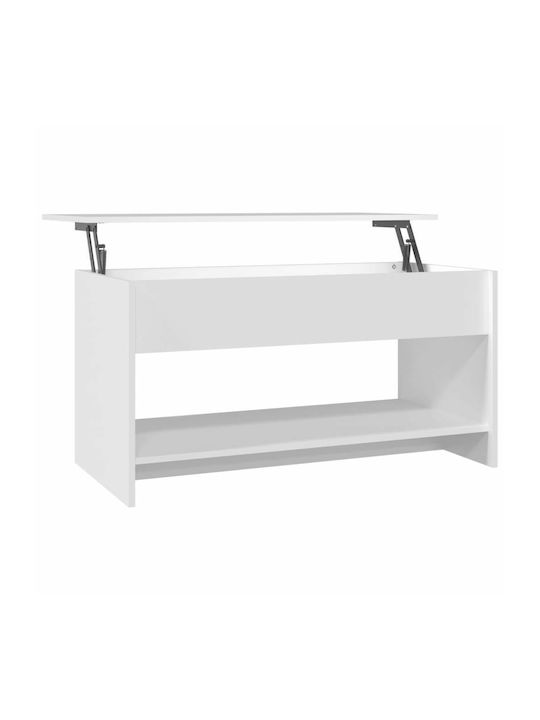 Rectangular Central Wooden Coffee Table with Lifting Mechanism White M102xW50xH52.5cm