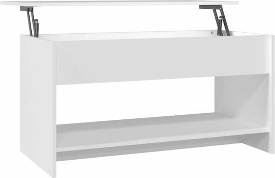 Rectangular Central Wooden Coffee Table with Lifting Mechanism White M102xW50xH52.5cm