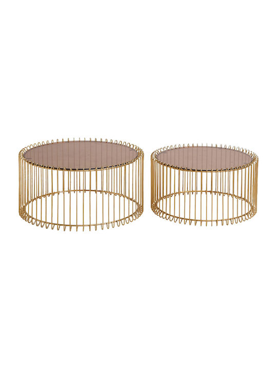 Round Side Table Temporal Nest Glass Gold 69x69x33 cm