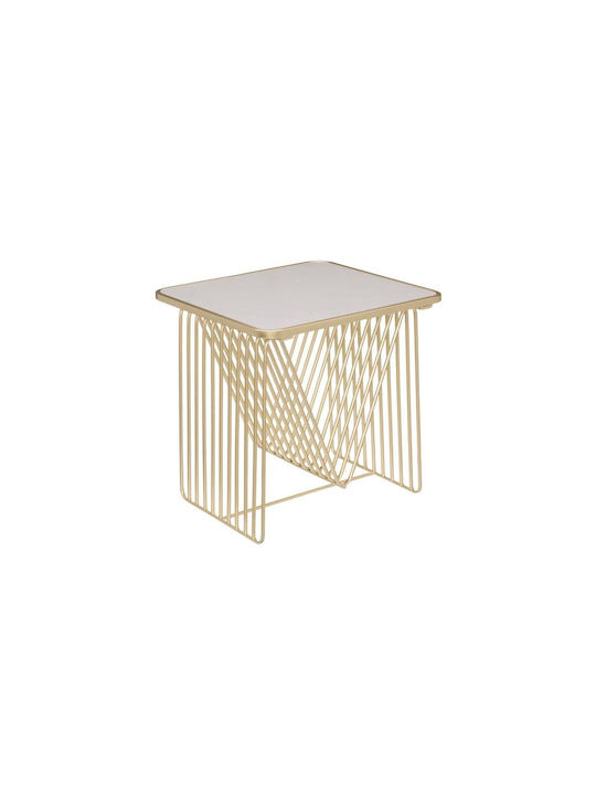 Rectangular Side Table Wooden Gold M46.5xL43.5xH47cm