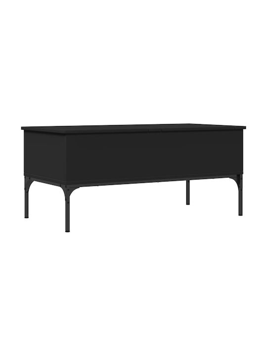 Central Rectangular Wooden Coffee Table with Lifting Mechanism Black M100xW50xH45cm